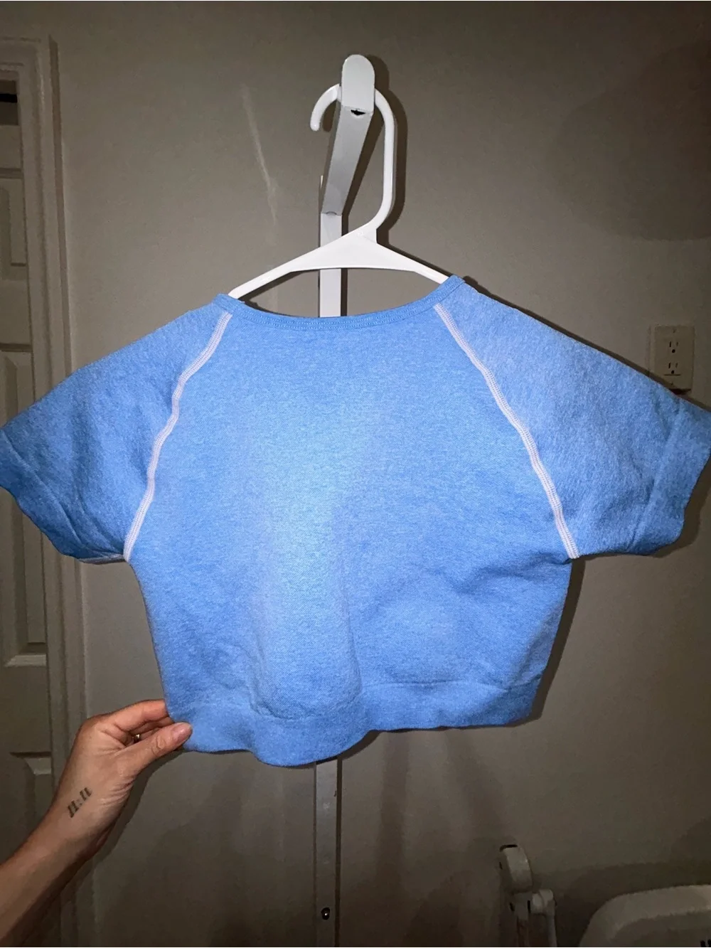 Gymshark Blue Crop Tee and High-Waist Leggings Set